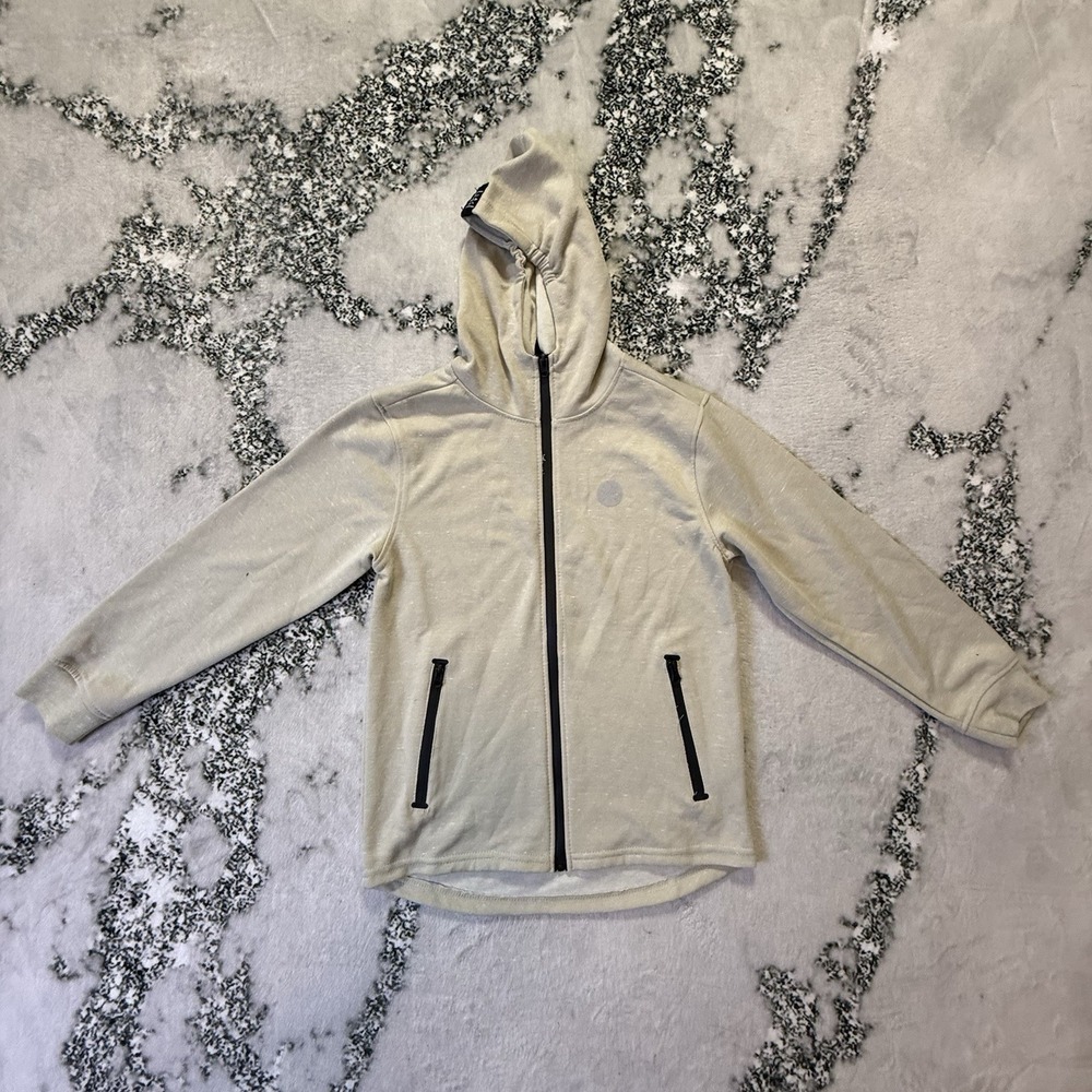 Way Side Hoodie Womens Size 8 Beige Lightweight Full Zip Cotton Blend Fleece